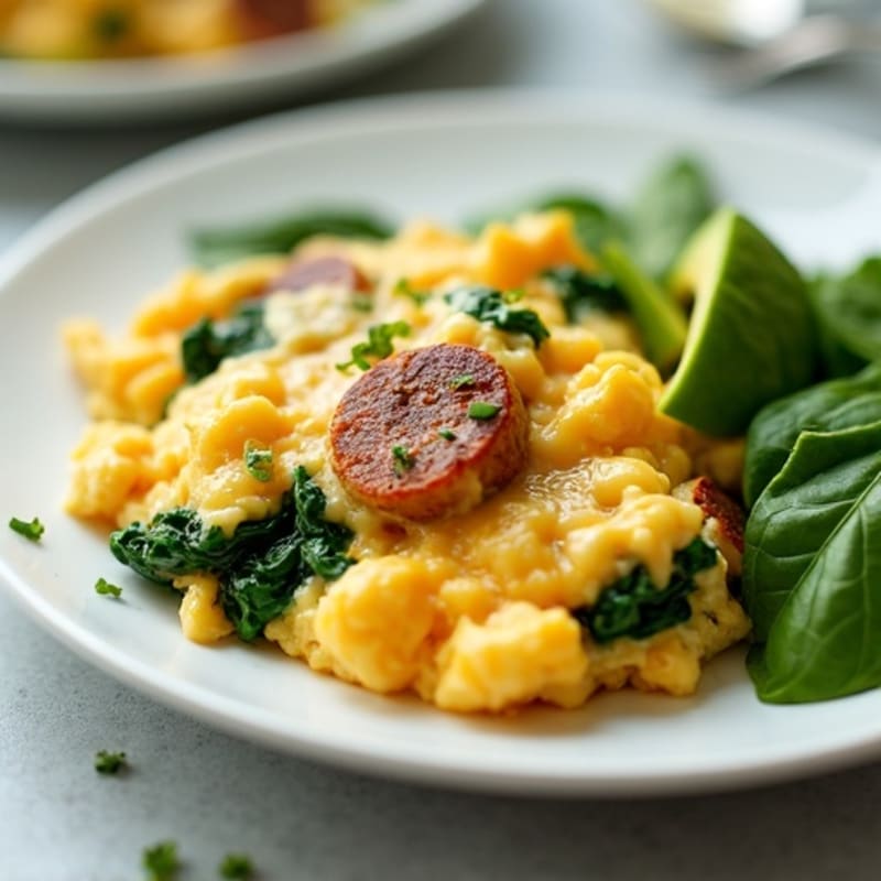 Egg White and Turkey Sausage Scramble with Spinach