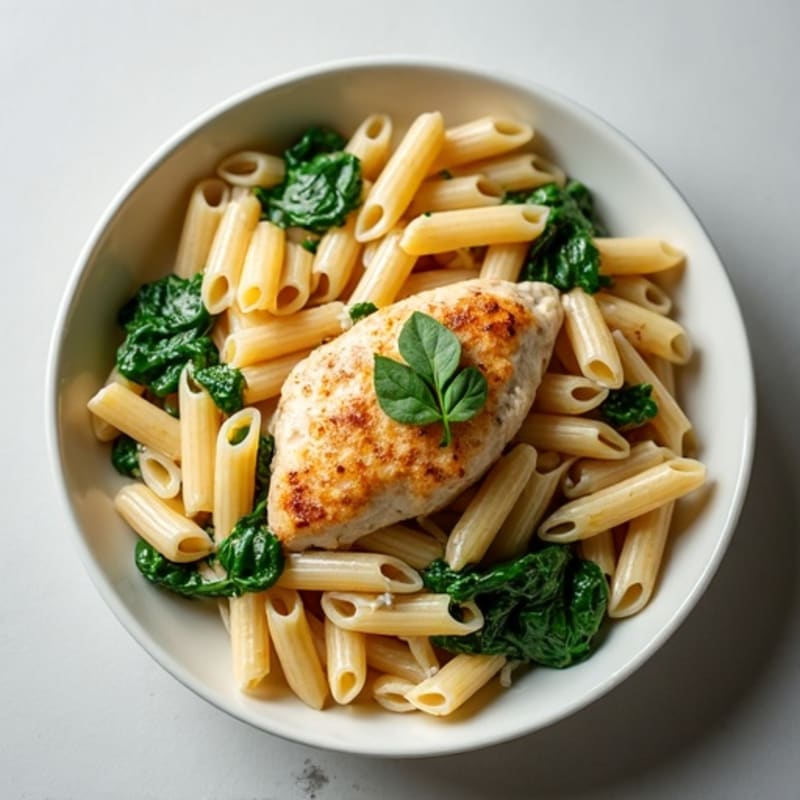 Creamy Chicken and Spinach Whole Wheat Pasta
