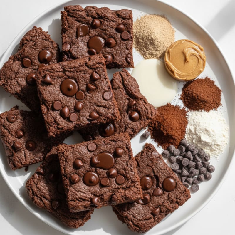 Chocolate Protein Cookie Bars with Whey and Almond Butter