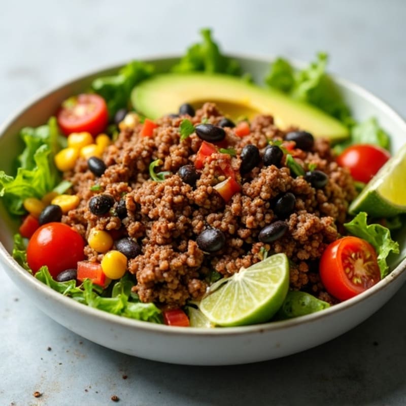 Lean Ground Beef Taco Salad with Fresh Greens and Zesty Dressing