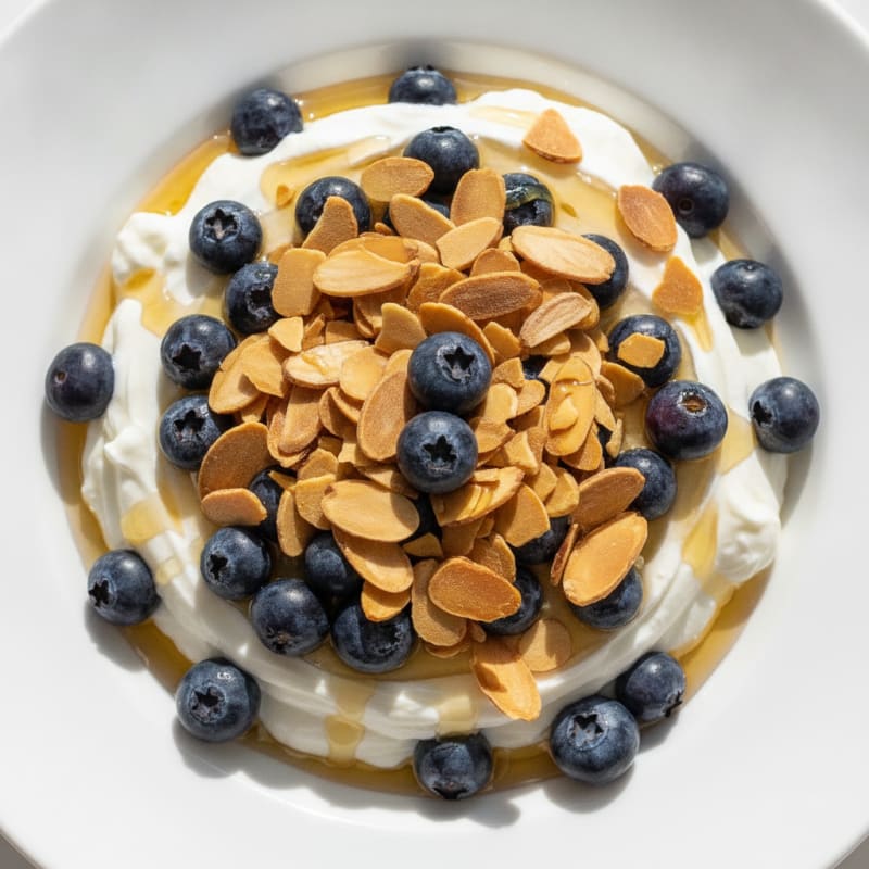 Greek Yogurt Parfait with Berries and Crunchy Almonds