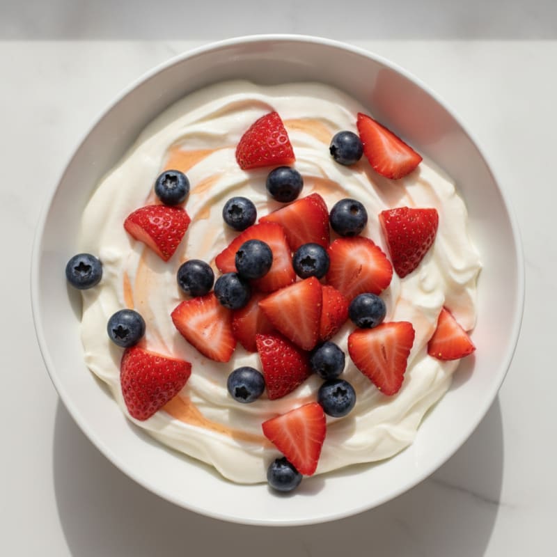 Silky Greek Yogurt with Protein Powder and Berries