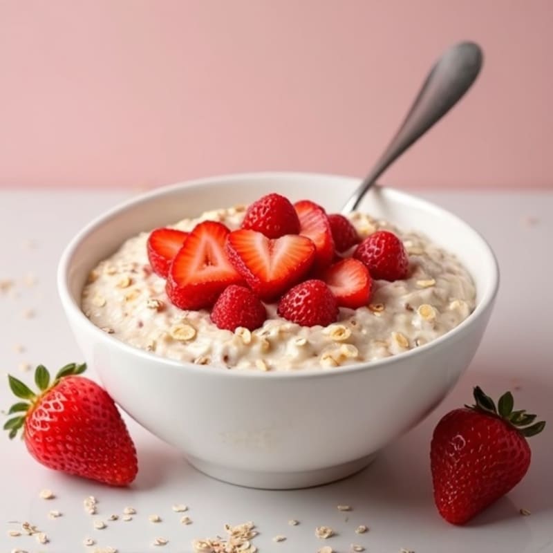 Creamy Vanilla Strawberry Protein Overnight Oats