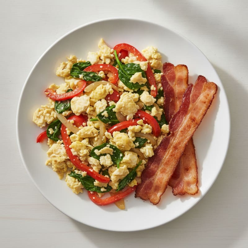 Egg White Veggie Scramble with Turkey Bacon