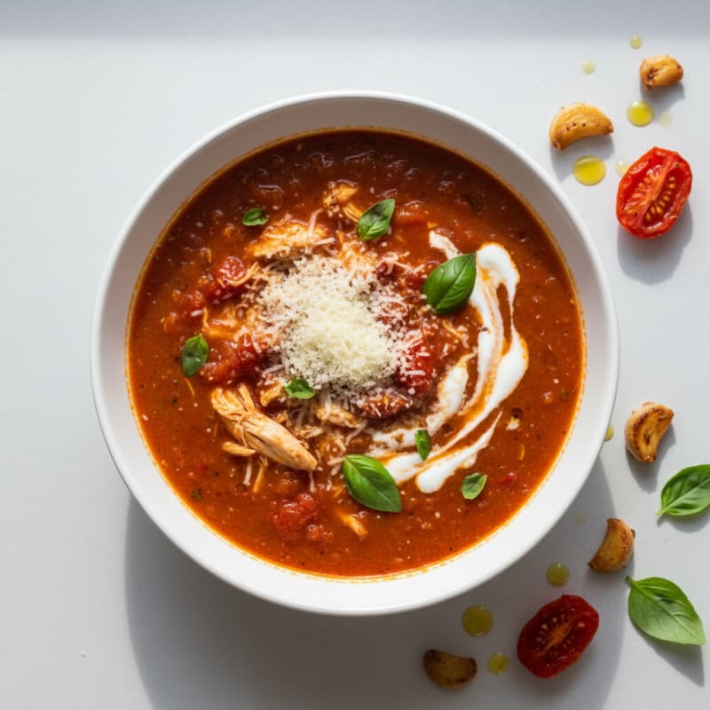 Roasted Tomato Basil Soup with Parmesan