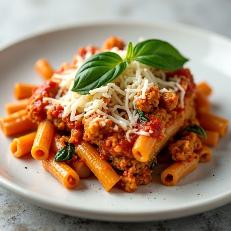 Healthy Baked Ziti with Lean Ground Turkey and Creamy Ricotta