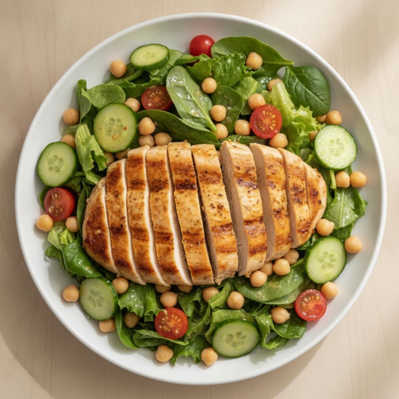 Grilled Chicken Salad with Chickpeas and Lemon Vinaigrette