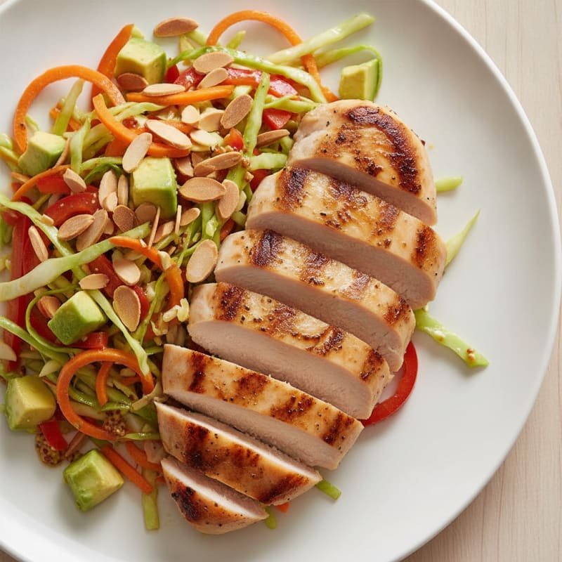 Grilled Chicken Breast with Crunchy Vegetable Slaw