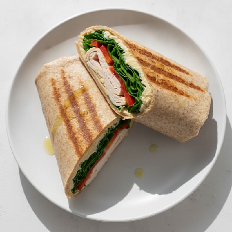 Grilled Turkey and Spinach Wrap with Hummus