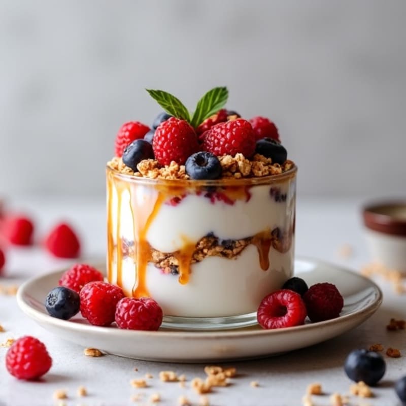 Greek Yogurt Parfait with Mixed Berries and Almond Butter