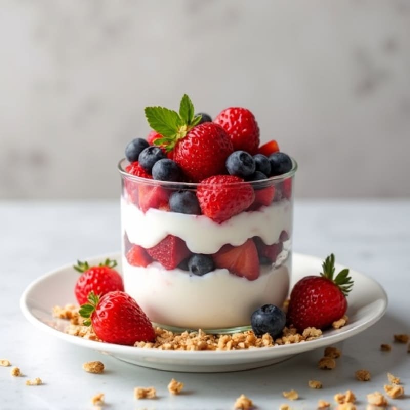 Greek Yogurt Parfait with Mixed Berries and Toasted Almonds
