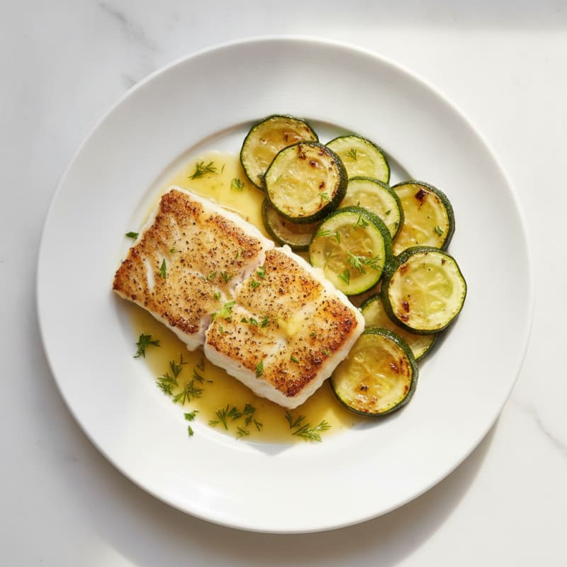 Seared White Fish with Roasted Zucchini