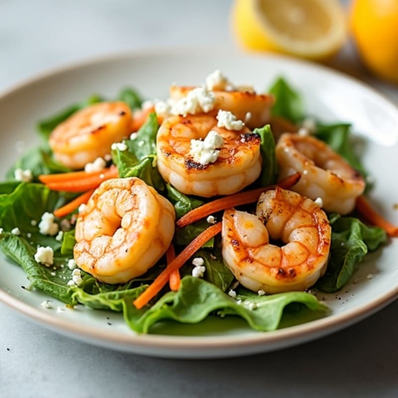 Grilled Shrimp Salad with Crunchy Greens and Citrus Vinaigrette