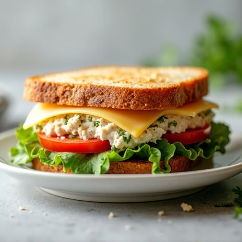 Healthy Tuna Melt with Fresh Herbs on Whole Grain Bread