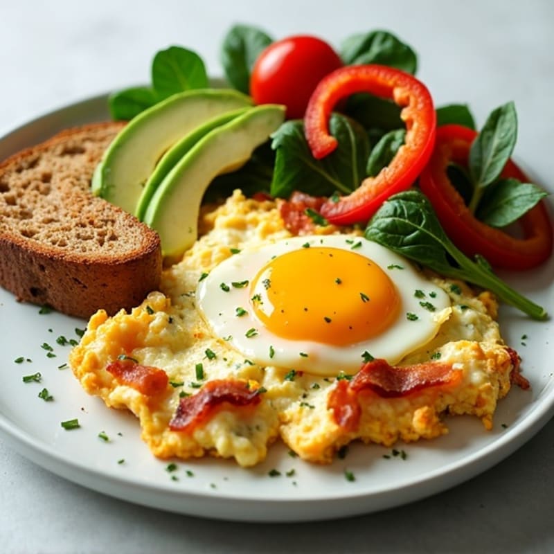 Egg White Scramble with Spinach and Turkey Bacon