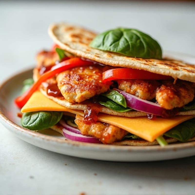 Crispy BBQ Chicken and Veggie Quesadilla