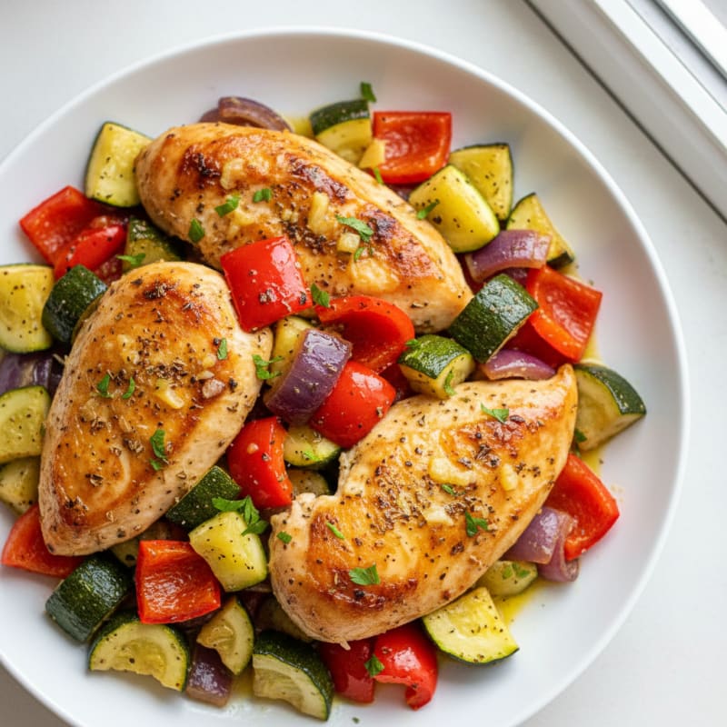 Herb-Roasted Chicken with Mediterranean Vegetables