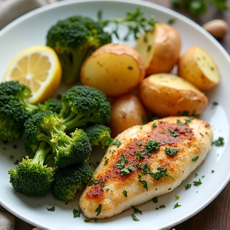 Sheet Pan Lemon Herb Chicken with Crispy Broccoli and Roasted Potatoes