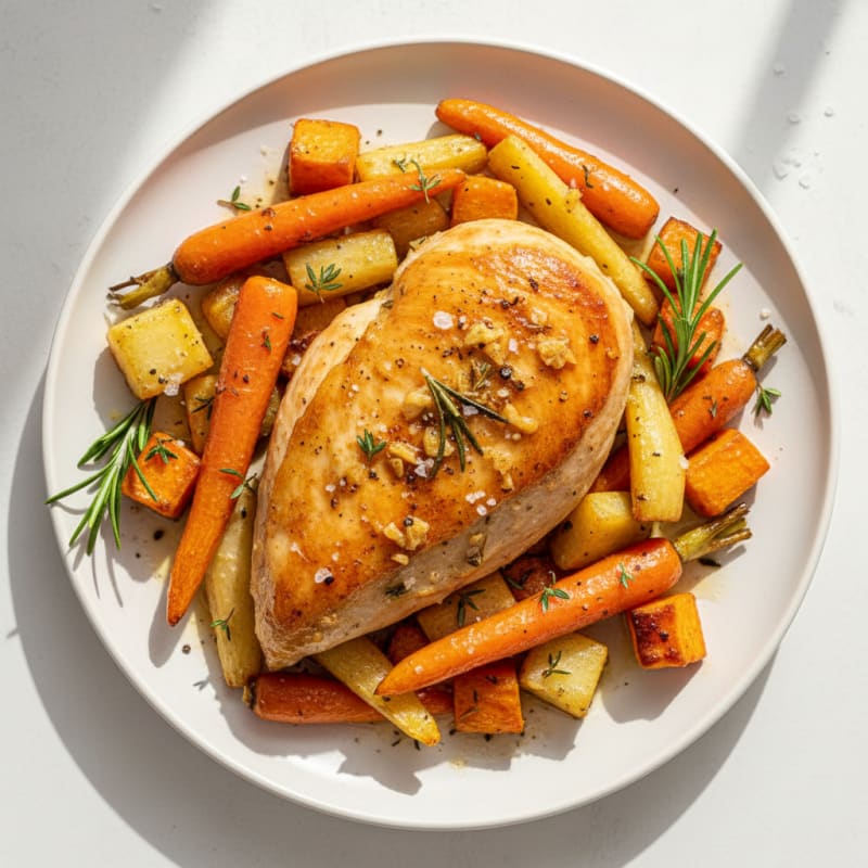 Garlic Herb Roasted Chicken with Root Vegetables