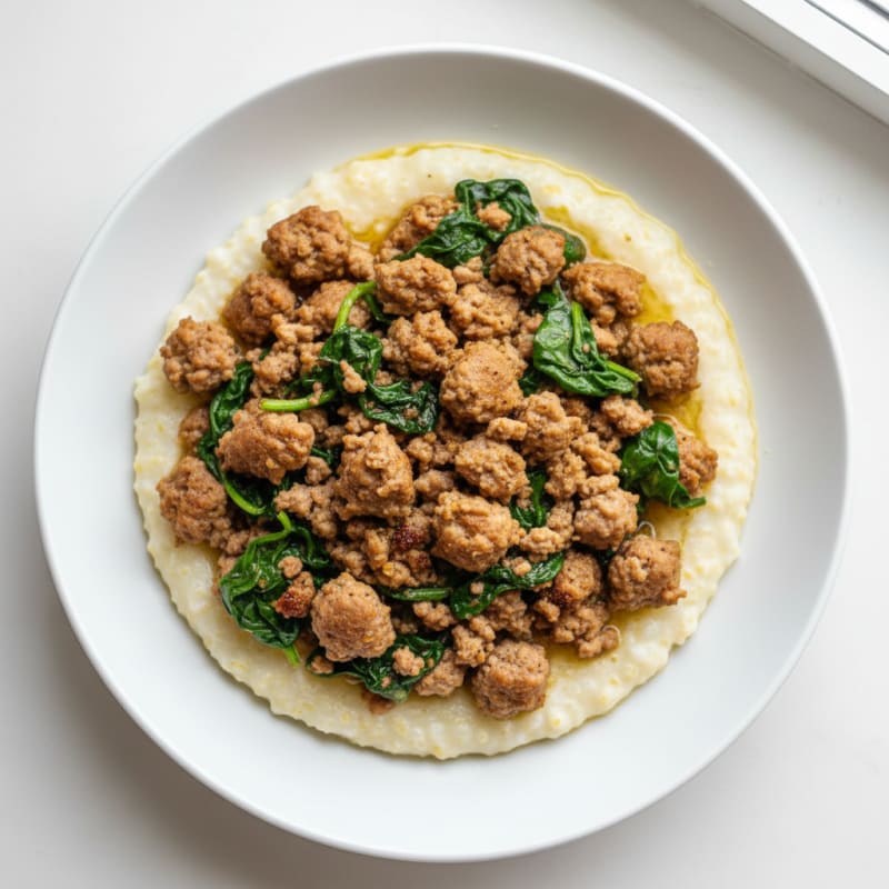 Creamy Sausage and Grits Breakfast Bowl