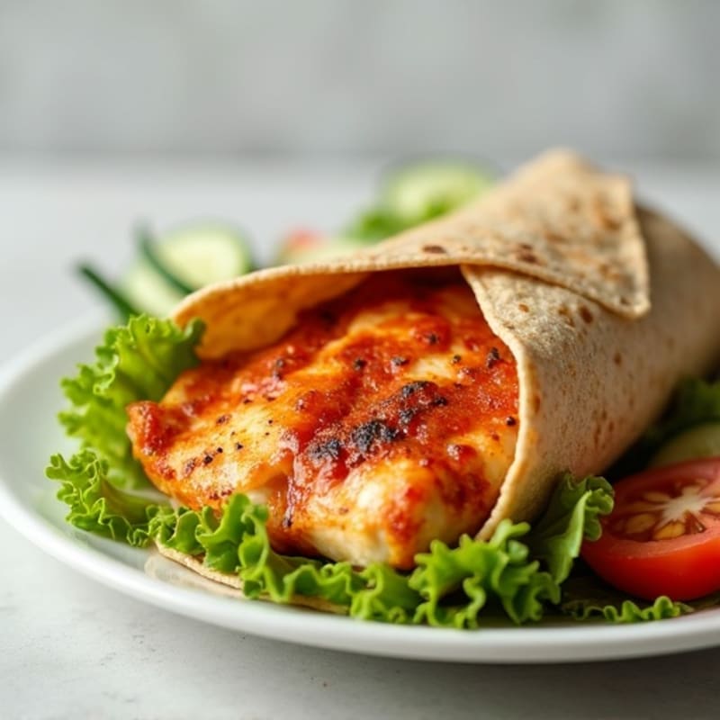 Crispy Buffalo Ranch Chicken Wrap with Fresh Vegetables