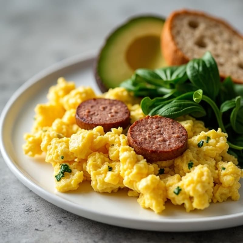Egg White and Turkey Sausage Scramble with Spinach