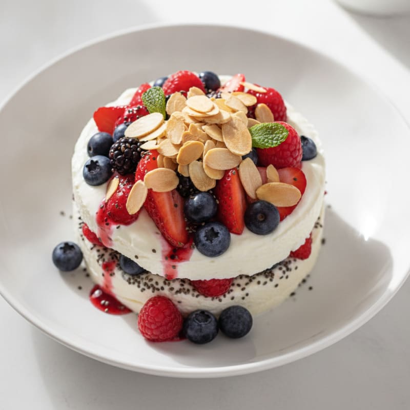 Silky Greek Yogurt Protein Pudding with Mixed Berries