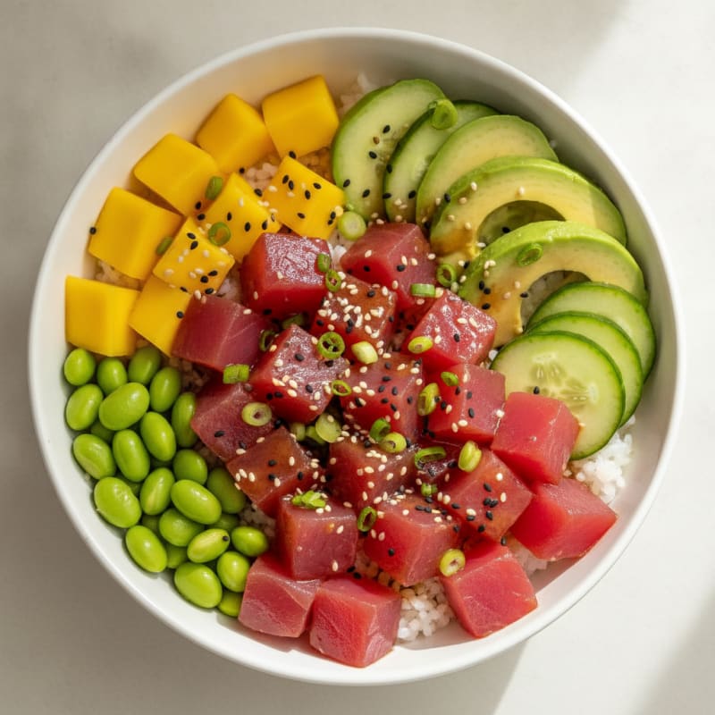 Ahi Tuna Poke Bowl with Tropical Fruit
