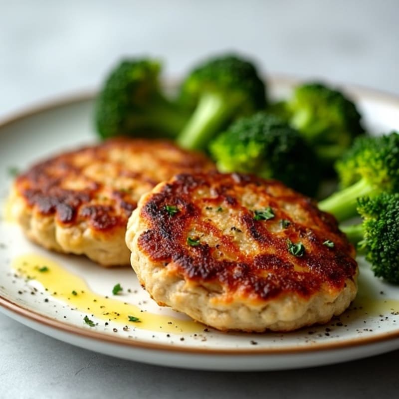 Seared Turkey Patties with Roasted Broccoli