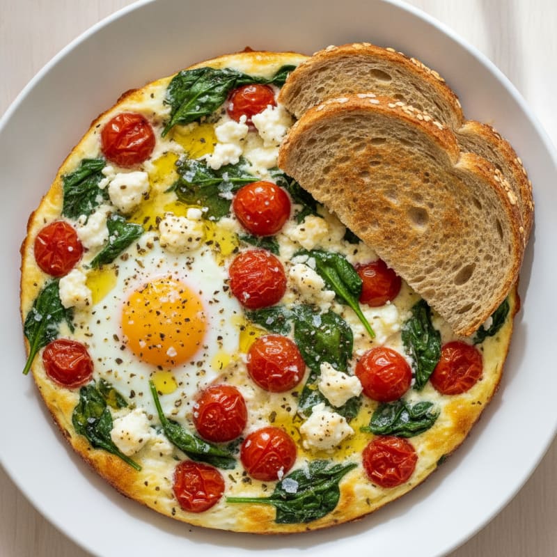 Baked Eggs with Roasted Tomatoes and Feta