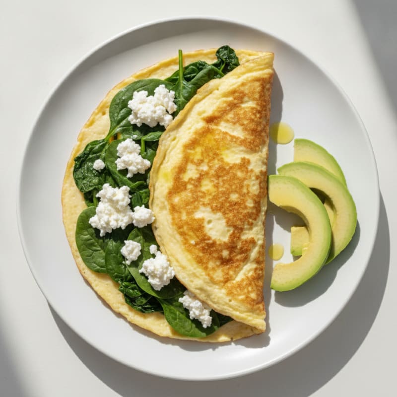 Egg White and Spinach Omelet with Cottage Cheese