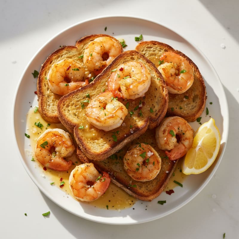 Golden Crispy Garlic Butter Shrimp Toast