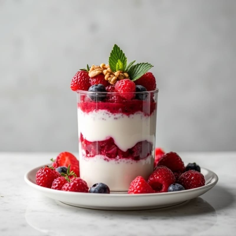 Greek Yogurt Protein Parfait with Mixed Berries and Almond Butter