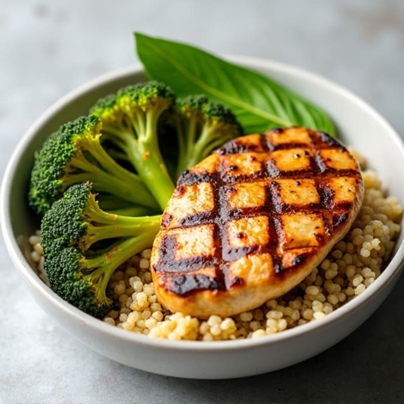 Grilled Chicken and Quinoa Power Bowl with Roasted Broccoli