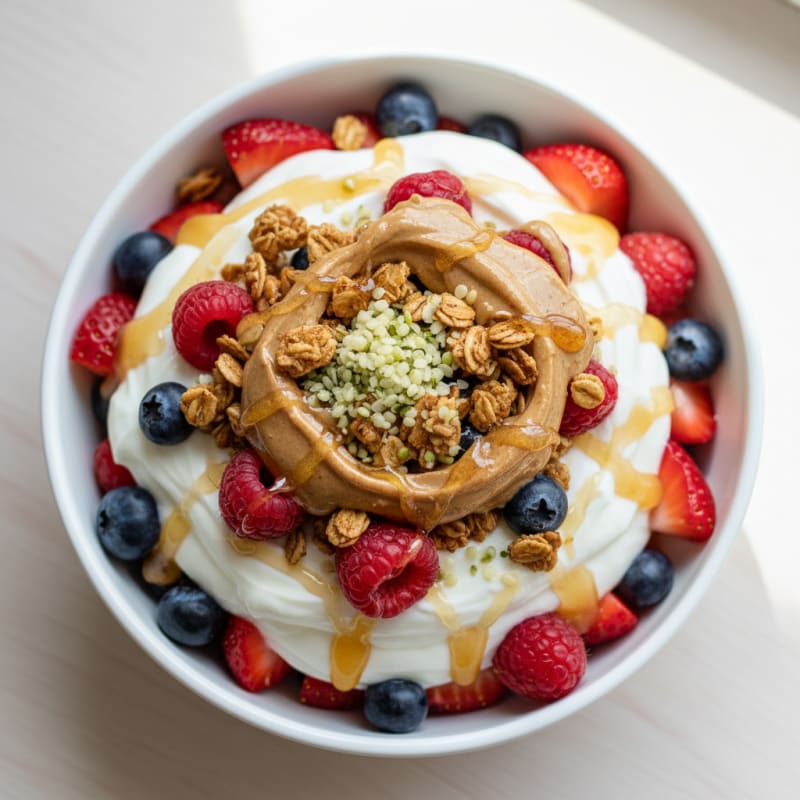 Creamy Greek Yogurt Parfait with Mixed Berries and Almond Butter