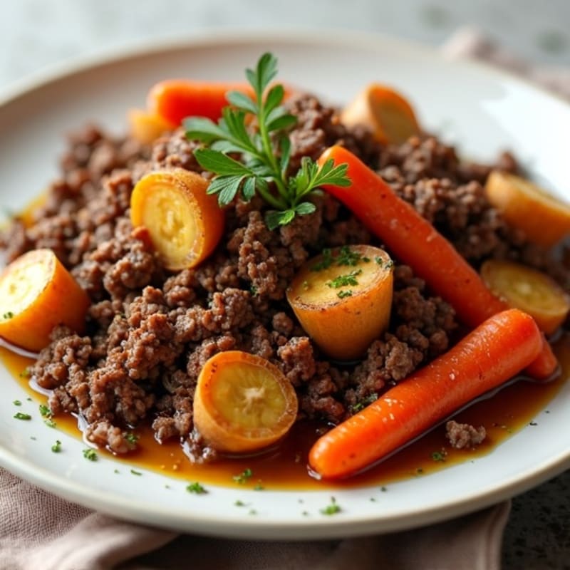 Savory Ground Beef and Roasted Root Vegetable Skillet