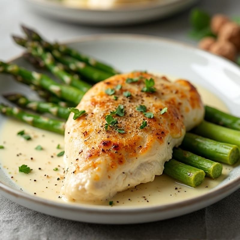 Creamy Ricotta Stuffed Chicken with Roasted Asparagus