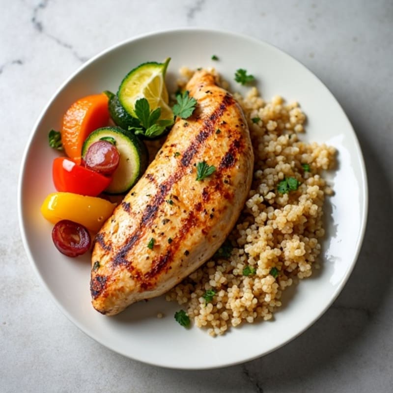 Grilled Chicken Breast with Quinoa and Roasted Vegetables
