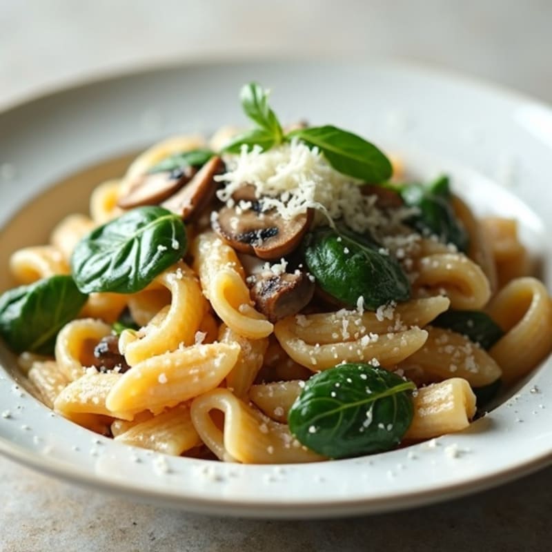 Creamy Mushroom and Spinach Pasta with Fresh Parmesan