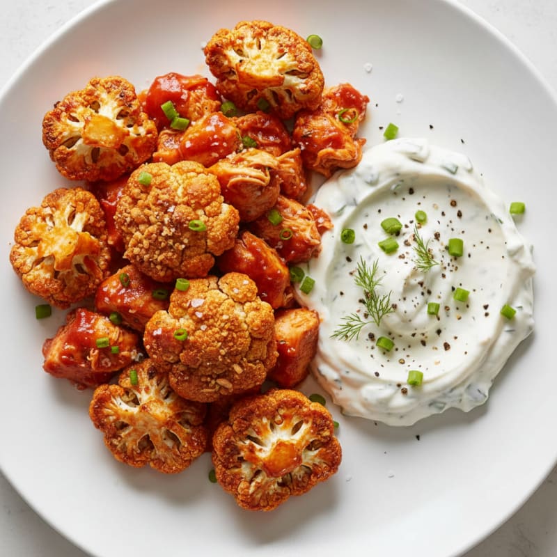 Buffalo Cauliflower Bites with Ranch Dip
