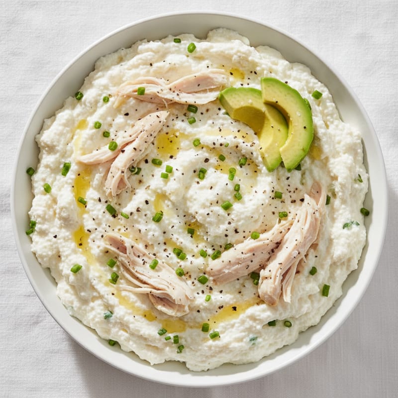 Cottage Cheese Protein Mousse with Shredded Chicken
