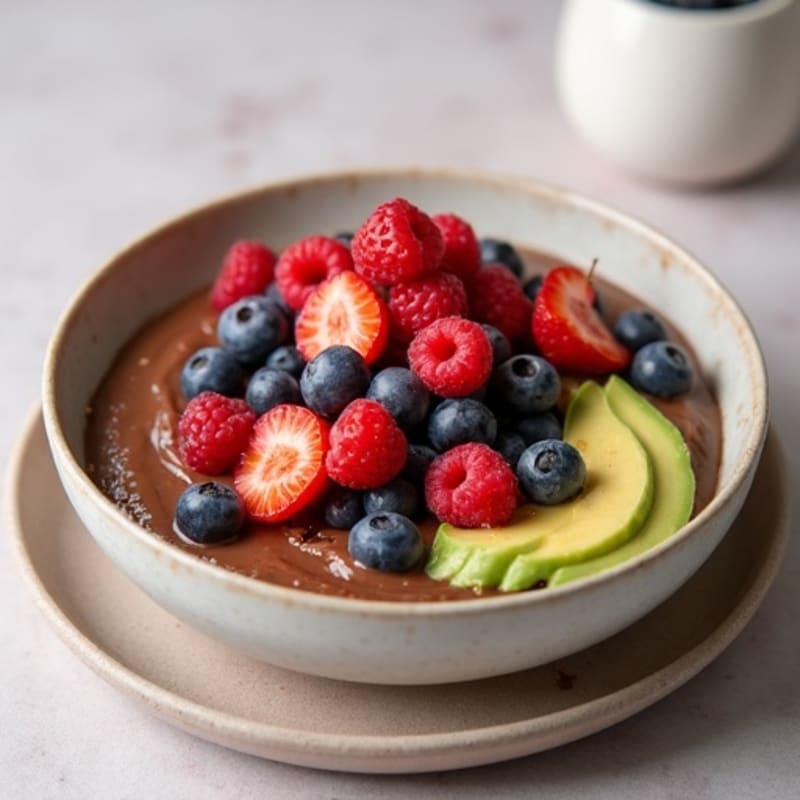 Silky Chocolate Protein Pudding with Berries