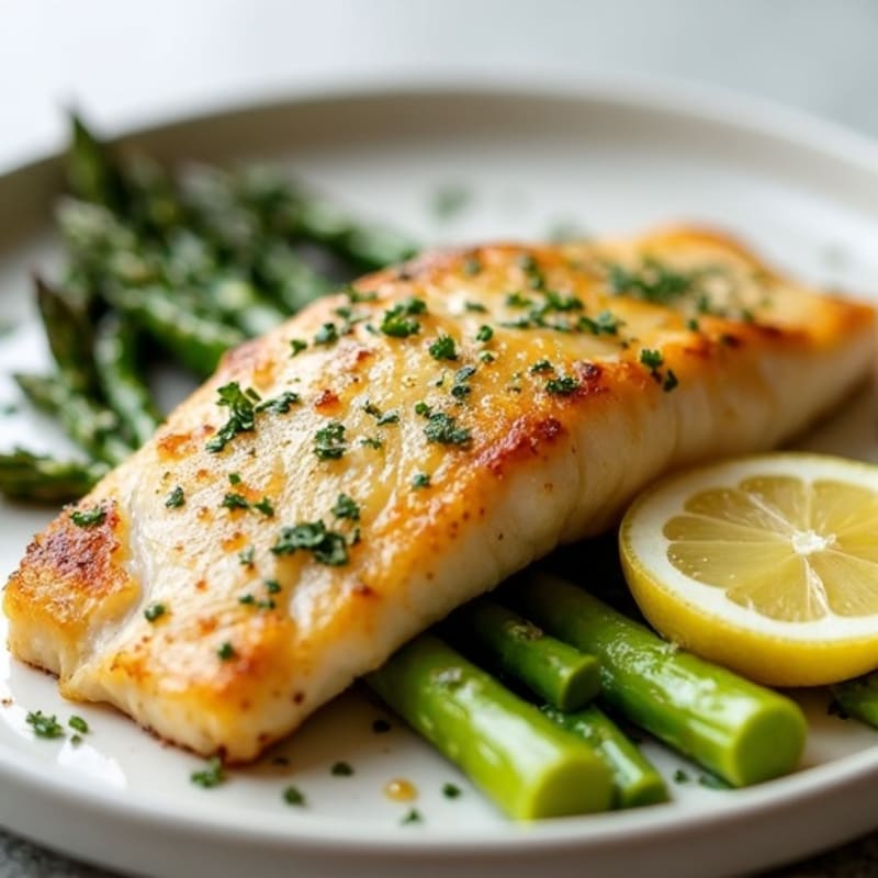 Seared Tilapia with Roasted Asparagus and Lemon