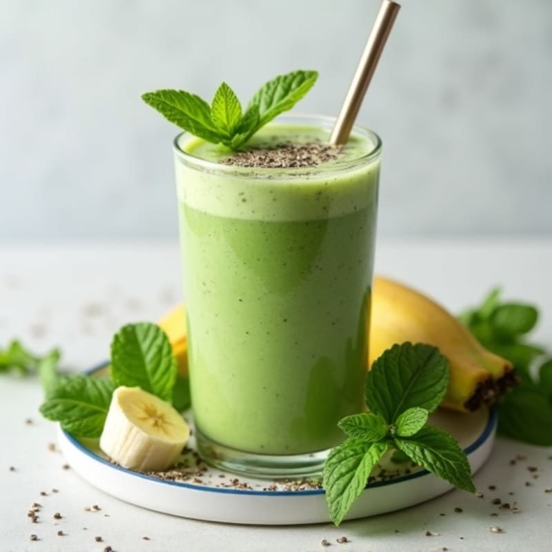 Creamy Vanilla-Mint Green Protein Smoothie