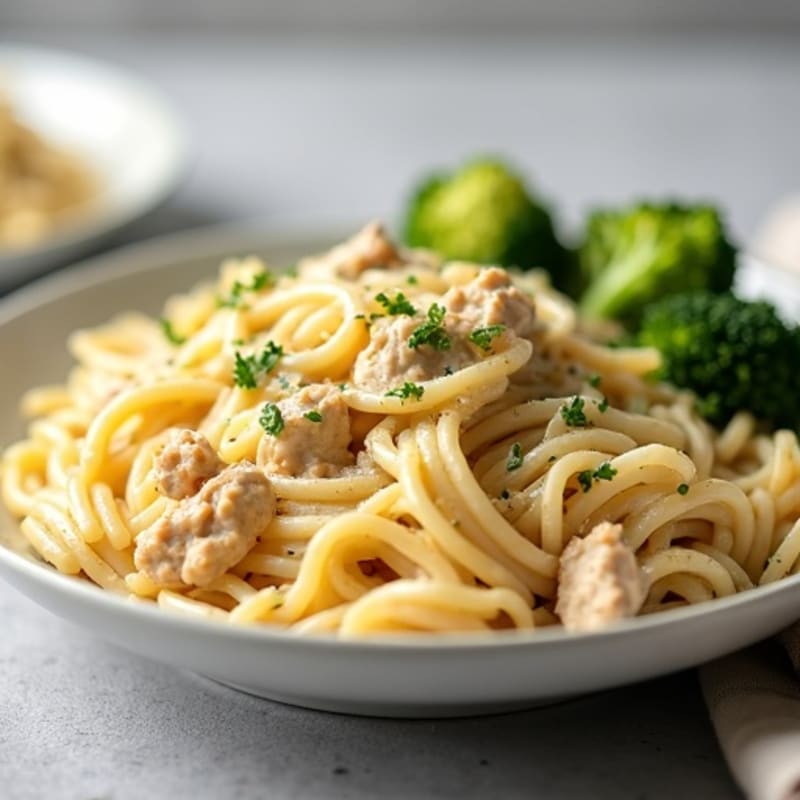 Healthy Creamy Chicken Alfredo Pasta
