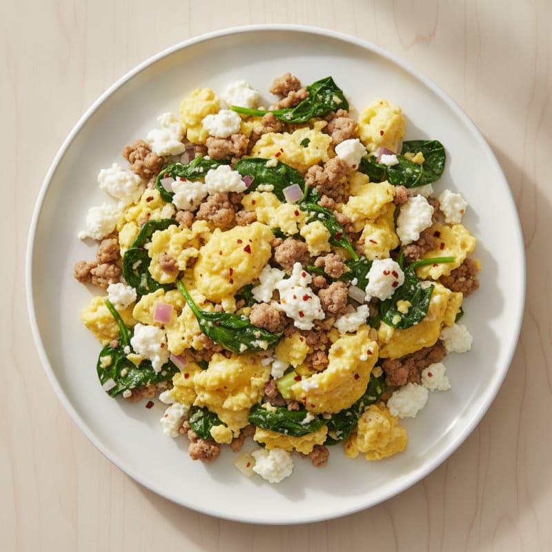 Cottage Cheese Scramble with Turkey and Spinach