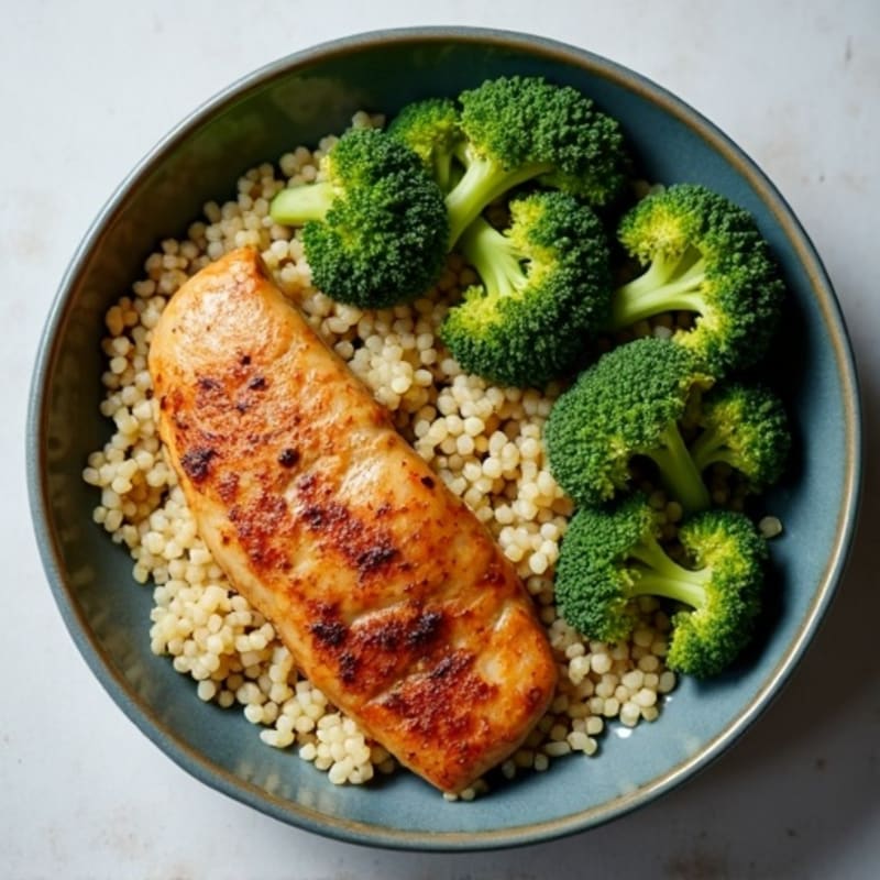 Seared Chicken Breast with Quinoa and Roasted Broccoli