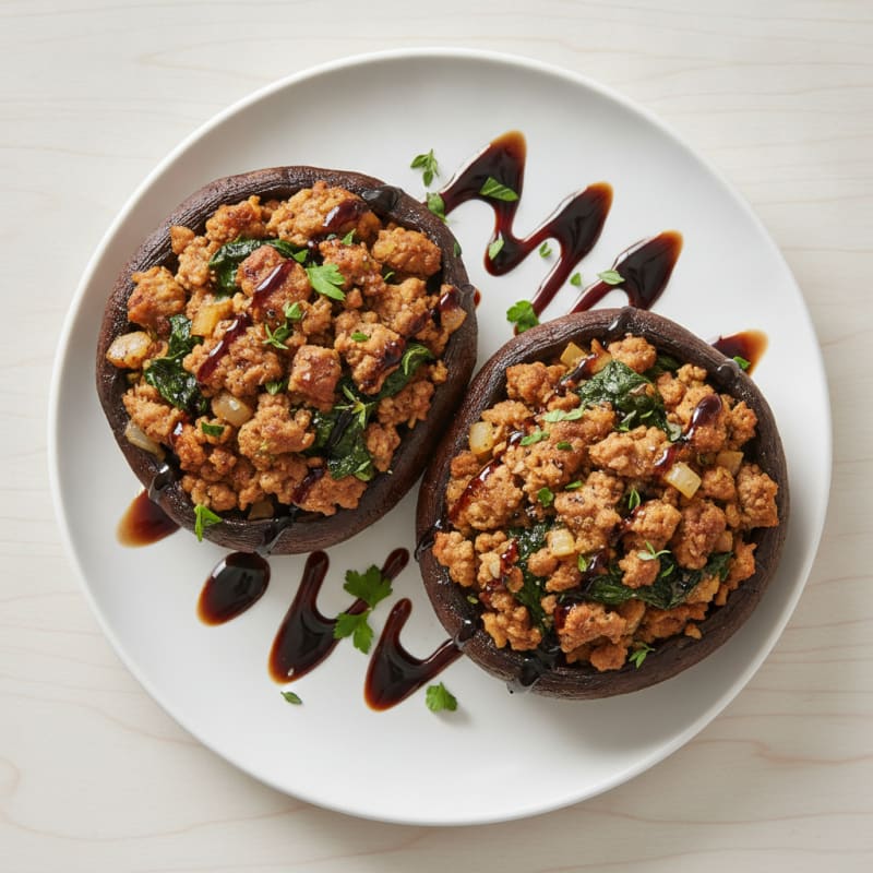 Herb-Stuffed Portobello Mushrooms with Balsamic Glaze