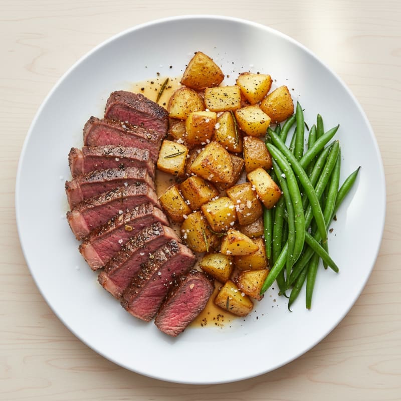 Pan-Seared Steak with Crispy Garlic Potatoes