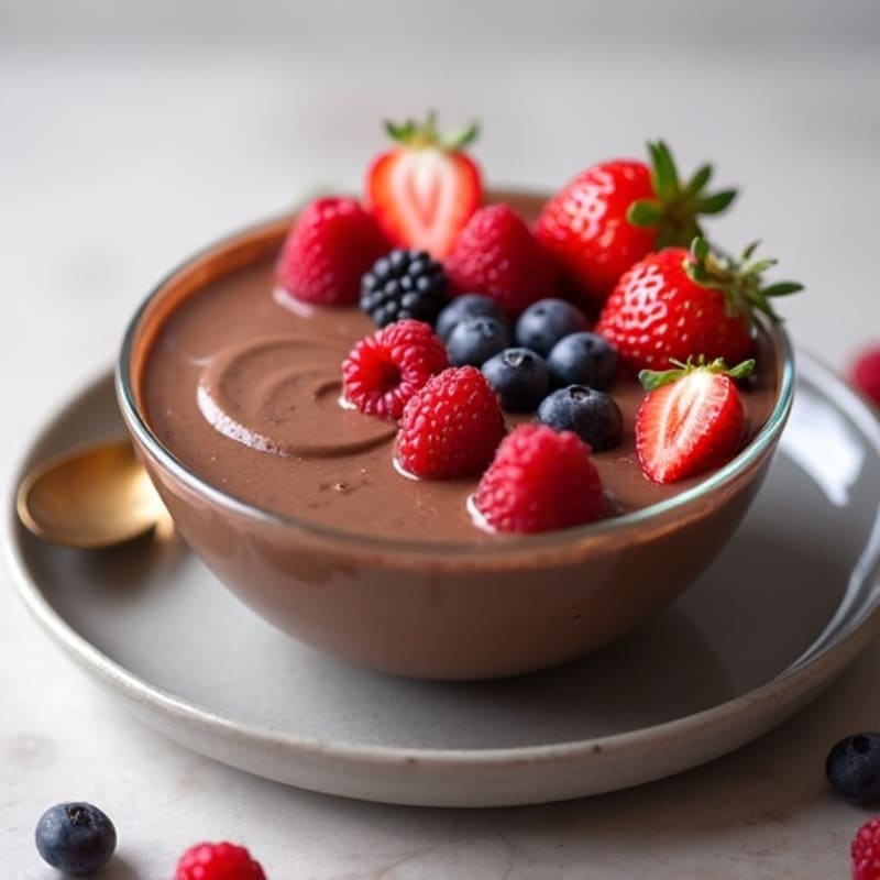 Silky Chocolate Protein Pudding with Fresh Berries